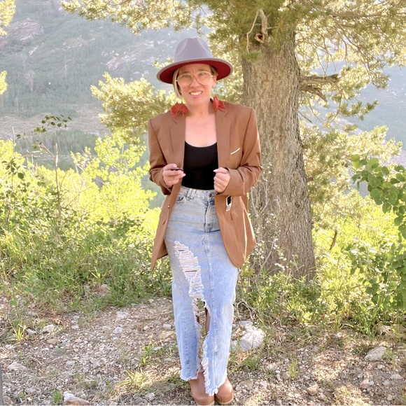 NWT Boxy Oversized Retro Linen Rayon Blend Blazer - Picture 2 of 11